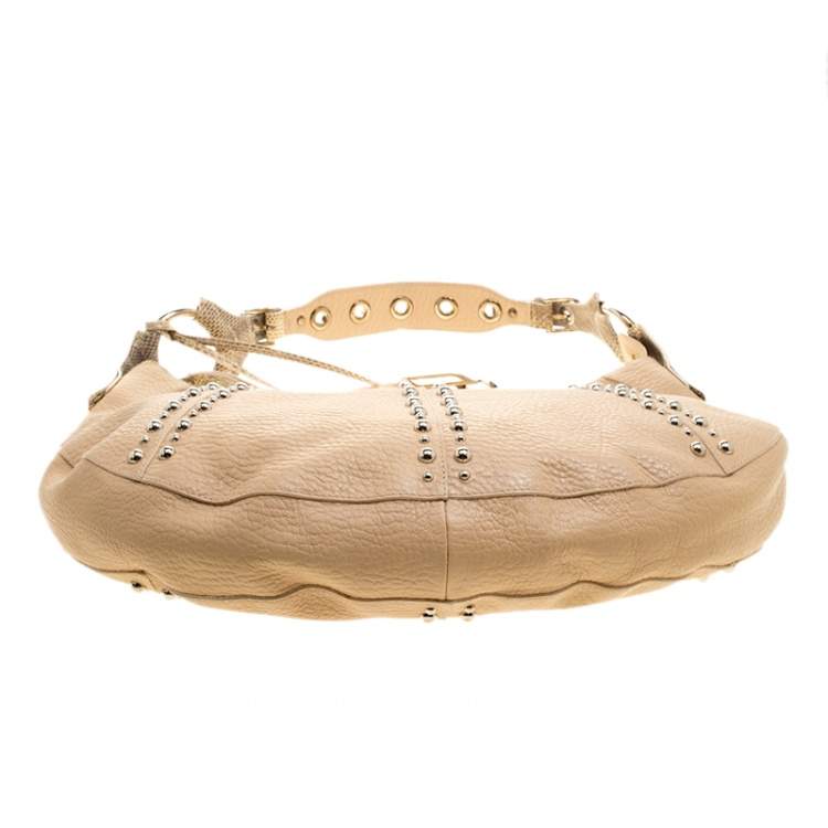 Pre Owned Dolce & Gabbana Beige Leather and Snakeskin Hobo
