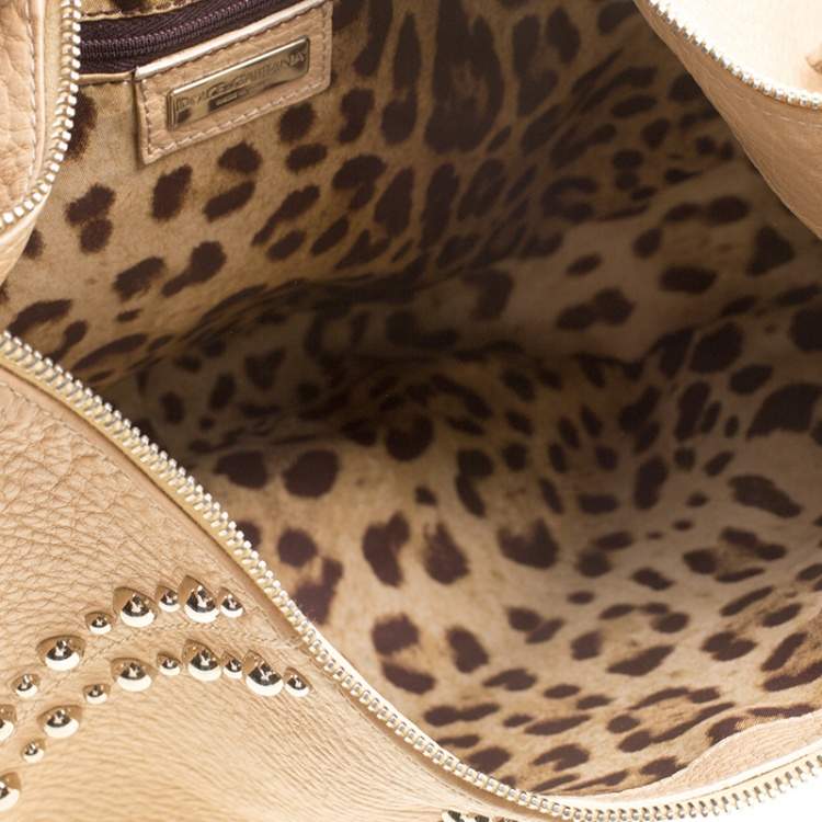 Pre Owned Dolce & Gabbana Beige Leather and Snakeskin Hobo