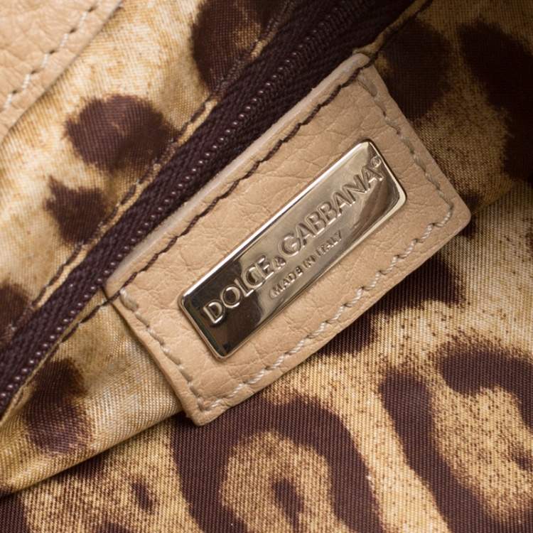 Pre Owned Dolce & Gabbana Beige Leather and Snakeskin Hobo