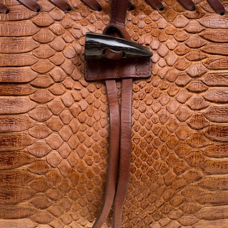 Pre Owned Dolce & Gabbana Brown Python Tassel Shoulder Bag