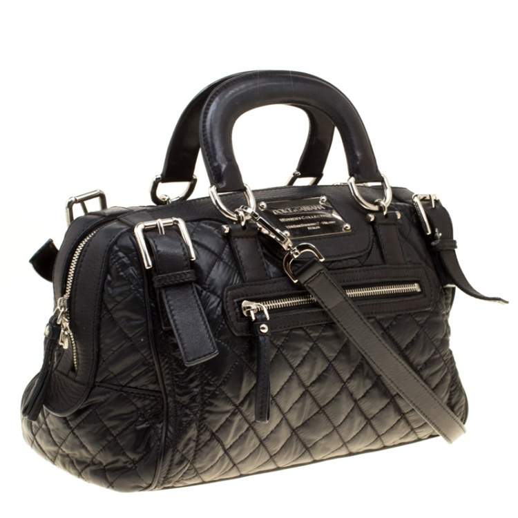 Pre Owned Dolce & Gabbana Black Nylon and Leather Miss Easy Way Top Handle Bag