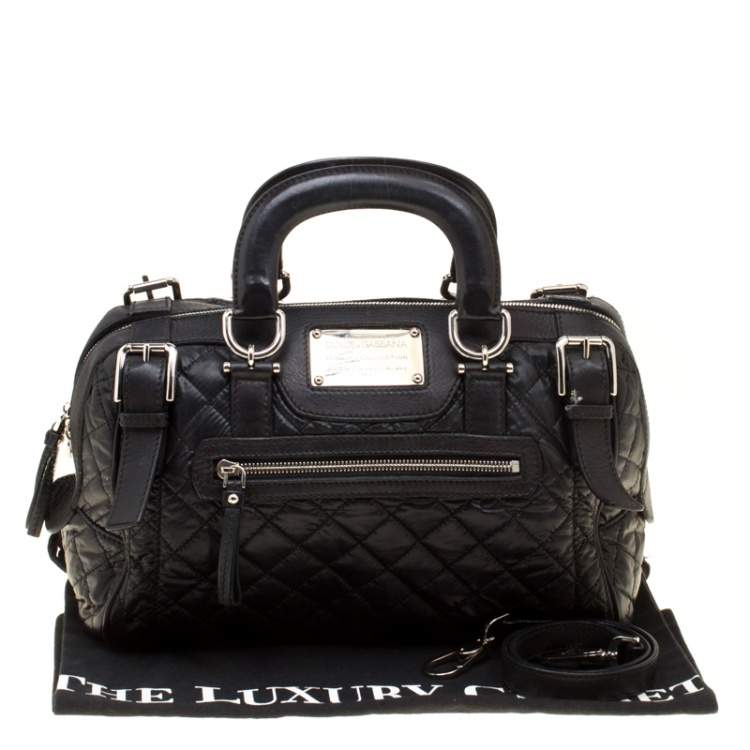 Pre Owned Dolce & Gabbana Black Nylon and Leather Miss Easy Way Top Handle Bag