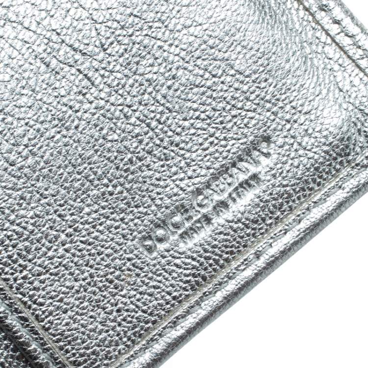 Pre Owned Dolce & Gabbana Silver Leather Continental Wallet