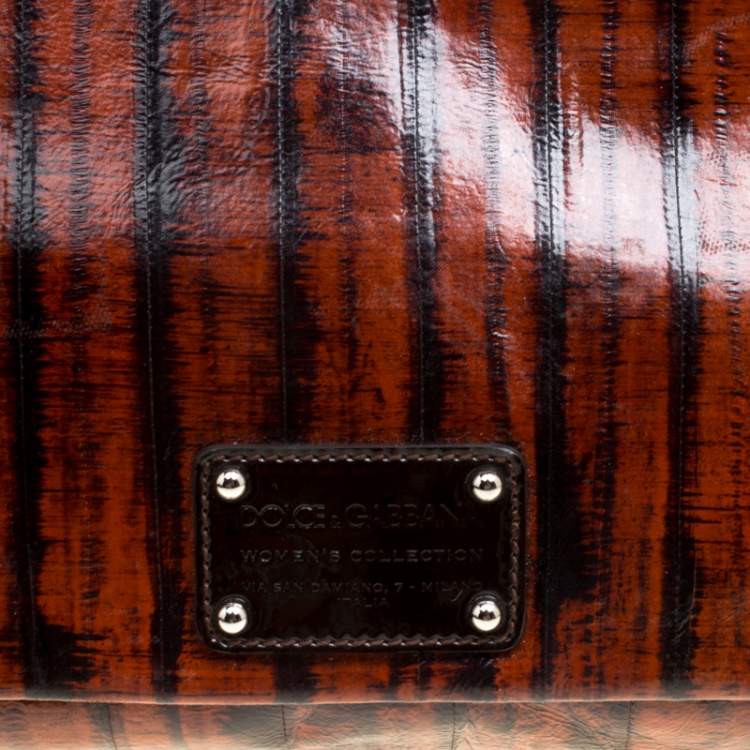 Pre Owned Dolce & Gabbana Copper Patent Leather Large Clutch