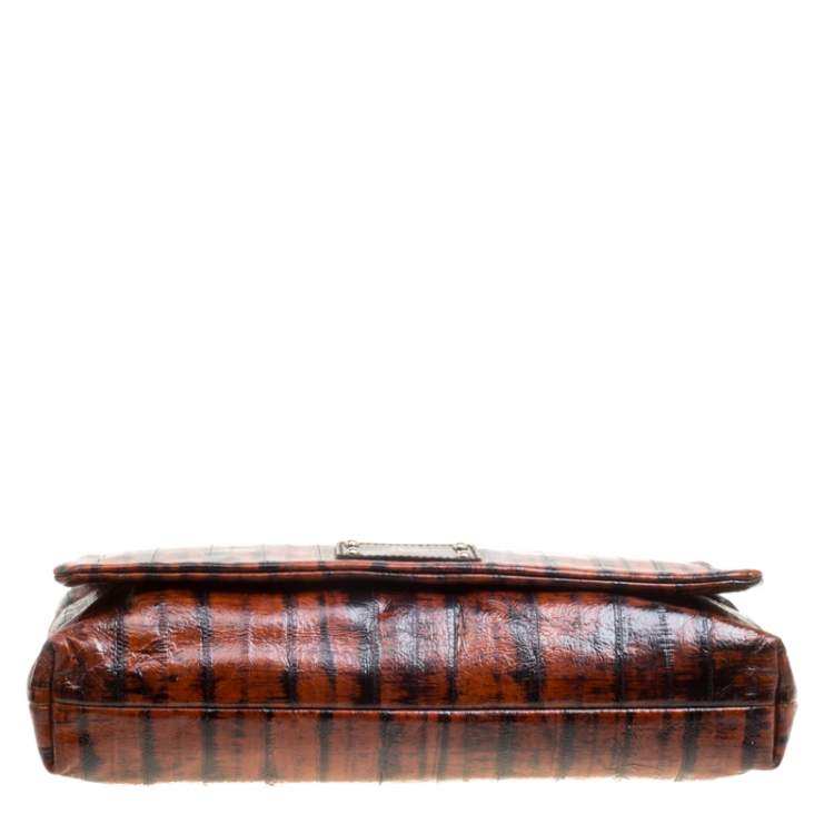Pre Owned Dolce & Gabbana Copper Patent Leather Large Clutch