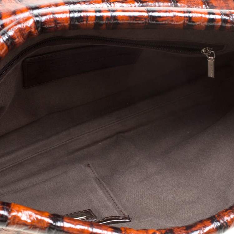 Pre Owned Dolce & Gabbana Copper Patent Leather Large Clutch