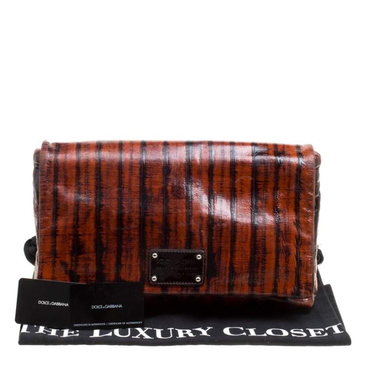 Pre Owned Dolce & Gabbana Copper Patent Leather Large Clutch