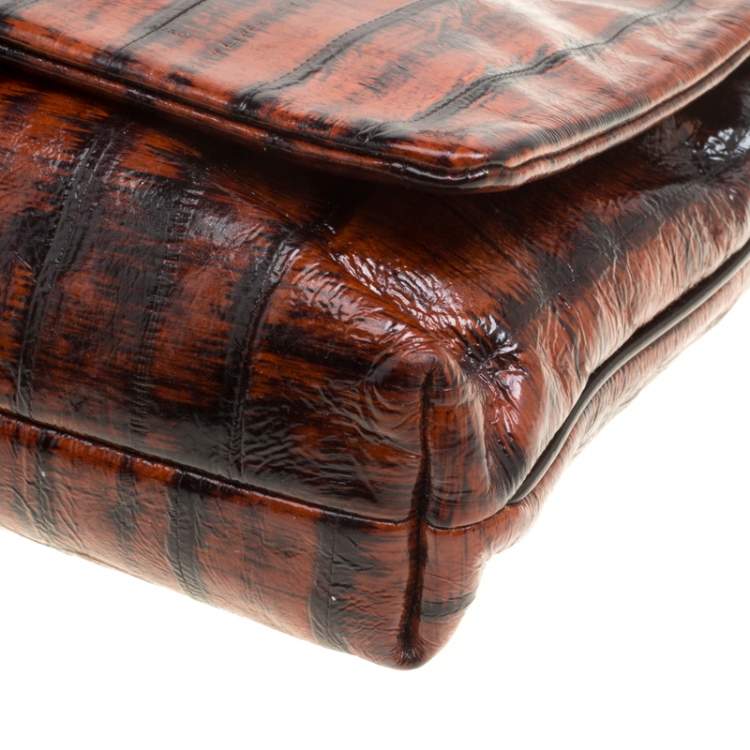 Pre Owned Dolce & Gabbana Copper Patent Leather Large Clutch