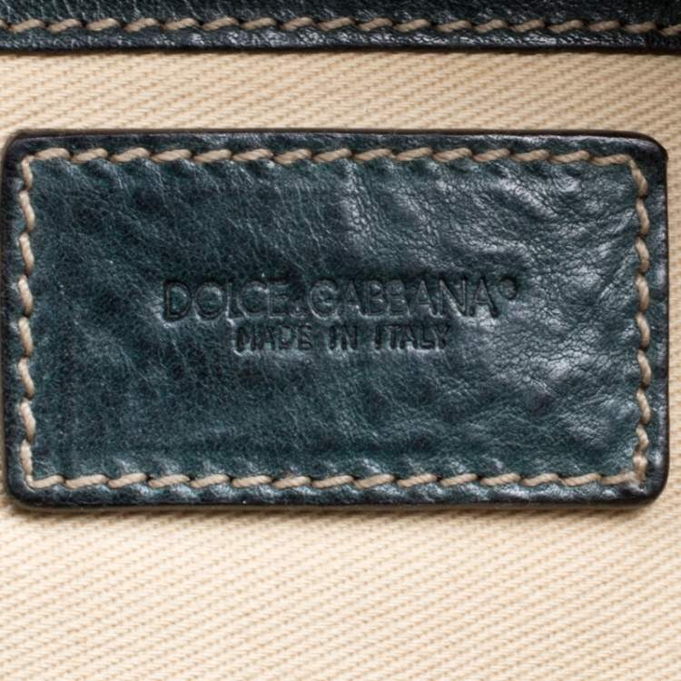 Pre Owned Dolce & Gabbana Mossy Green Leather Miss Forever Hobo