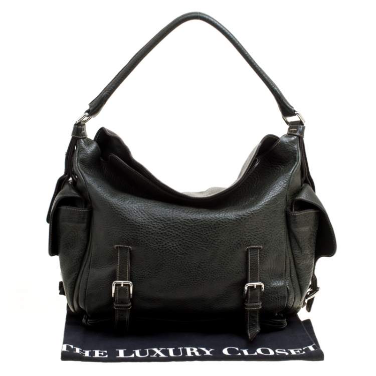Pre Owned Dolce & Gabbana Mossy Green Leather Miss Forever Hobo