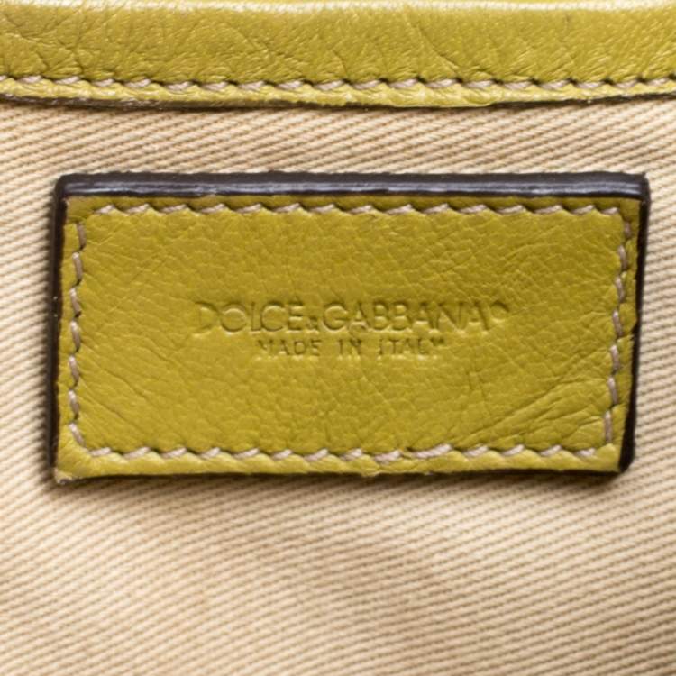 Pre Owned Dolce & Gabbana Olive Green Leather Miss Brooke Tote