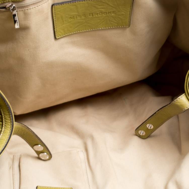 Pre Owned Dolce & Gabbana Olive Green Leather Miss Brooke Tote