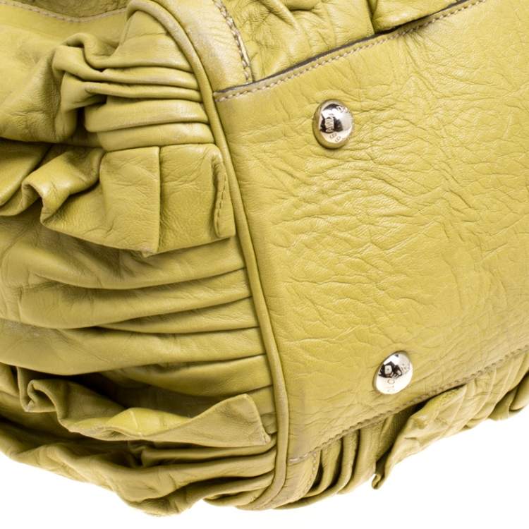 Pre Owned Dolce & Gabbana Olive Green Leather Miss Brooke Tote