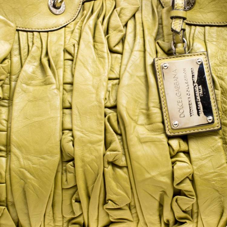 Pre Owned Dolce & Gabbana Olive Green Leather Miss Brooke Tote