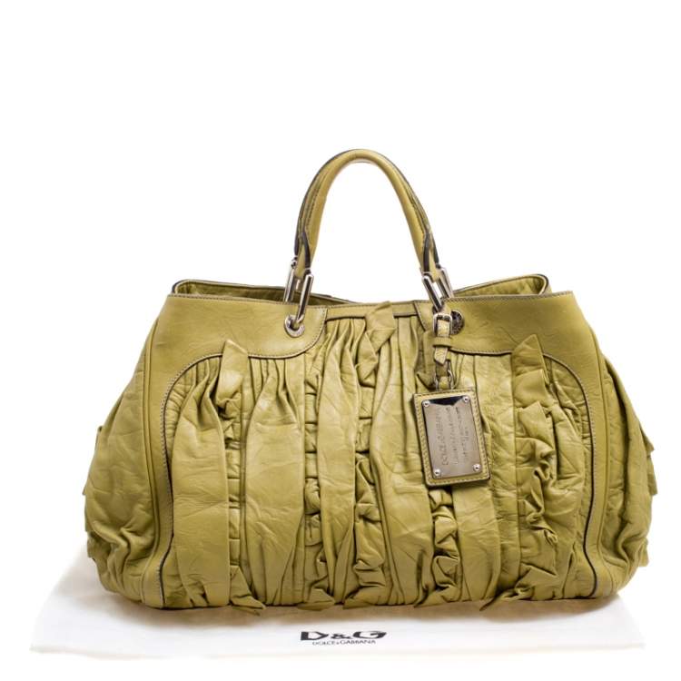 Pre Owned Dolce & Gabbana Olive Green Leather Miss Brooke Tote