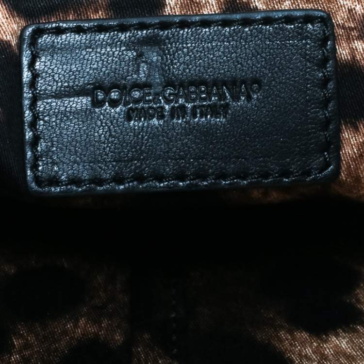 Pre Owned Dolce & Gabbana Green/Black Leather Star Detail Clutch 
