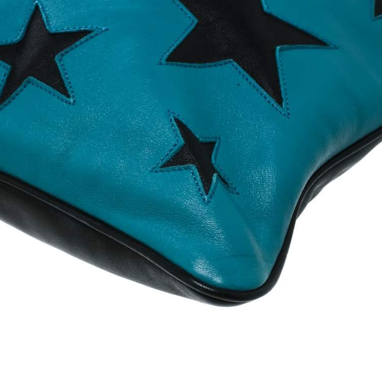 Pre Owned Dolce & Gabbana Green/Black Leather Star Detail Clutch 