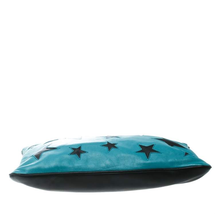 Pre Owned Dolce & Gabbana Green/Black Leather Star Detail Clutch 