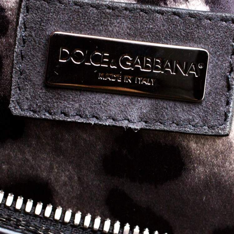 Pre Owned Dolce & Gabbana Black Suede and Python Trim  Frame Satchel