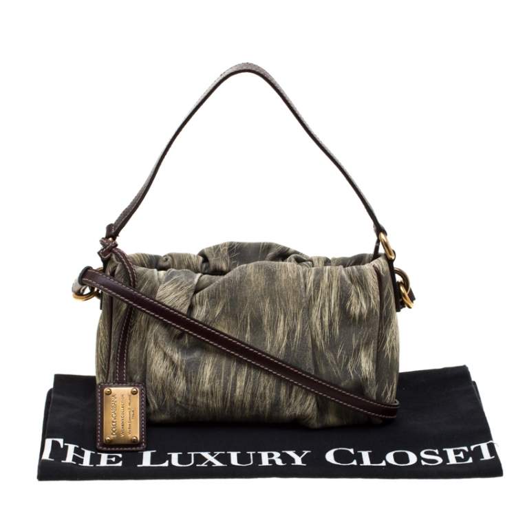 Pre Owned Dolce & Gabbana Yellow/Grey Printed Leather Miss Night and Day Crossbody Bag