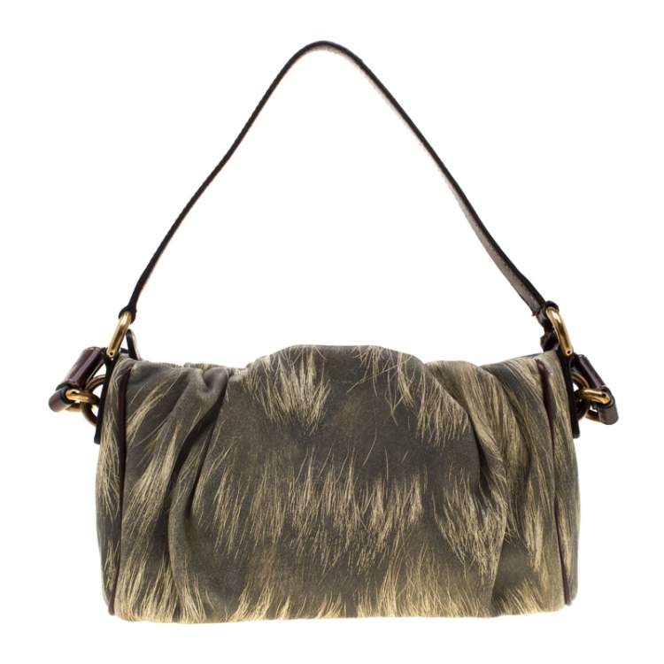 Pre Owned Dolce & Gabbana Yellow/Grey Printed Leather Miss Night and Day Crossbody Bag