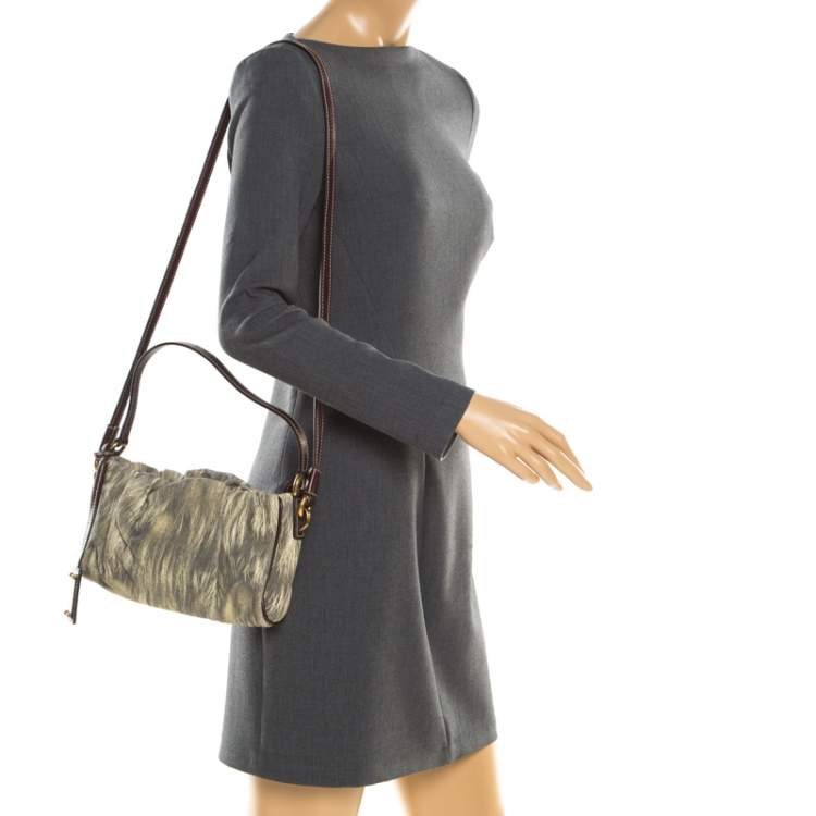 Pre Owned Dolce & Gabbana Yellow/Grey Printed Leather Miss Night and Day Crossbody Bag