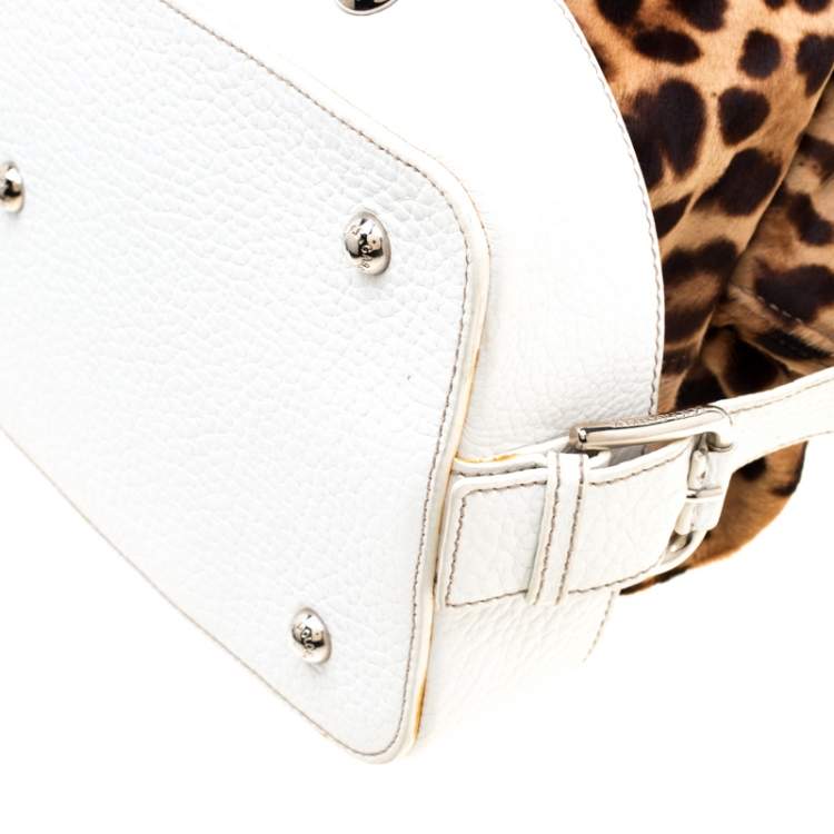 Pre Owned Dolce & Gabbana Brown/White Calfhair and Leather Satchel