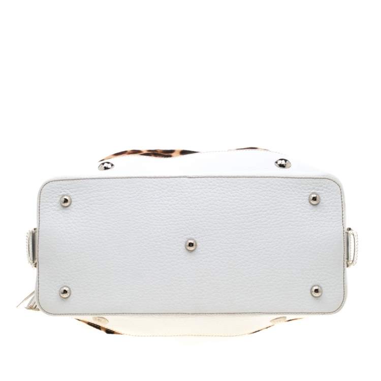 Pre Owned Dolce & Gabbana Brown/White Calfhair and Leather Satchel