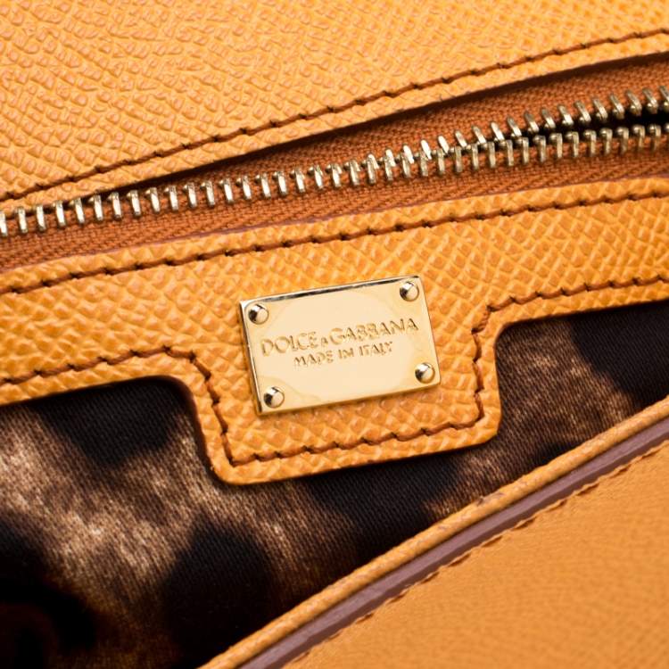 Pre Owned Dolce & Gabbana Mustard Leather Medium Monica Top Handle Bag