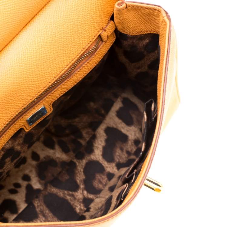Pre Owned Dolce & Gabbana Mustard Leather Medium Monica Top Handle Bag
