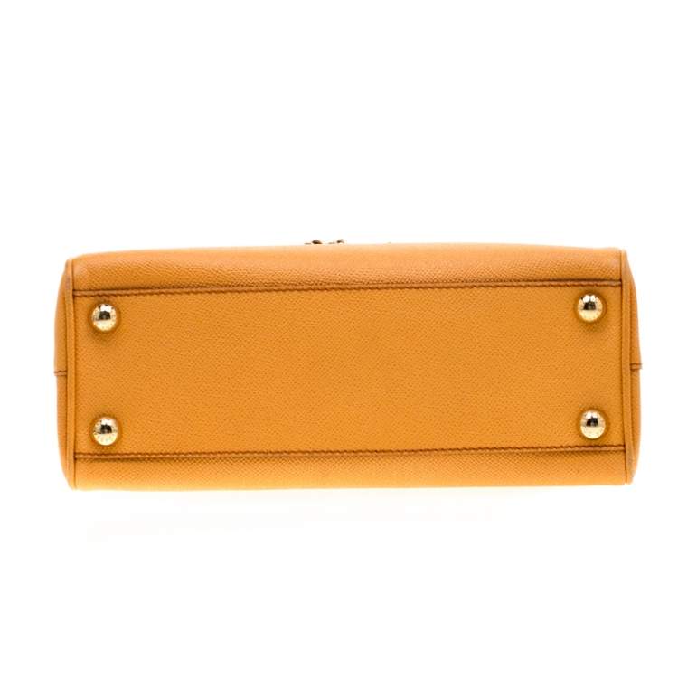 Pre Owned Dolce & Gabbana Mustard Leather Medium Monica Top Handle Bag