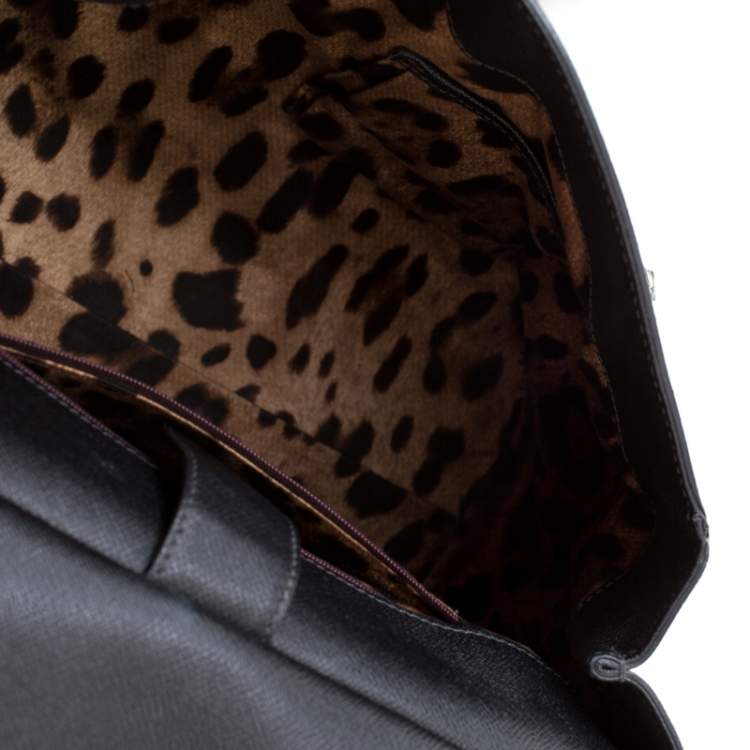 Pre Owned Dolce & Gabbana Black Leather Large Miss Sicily Tote