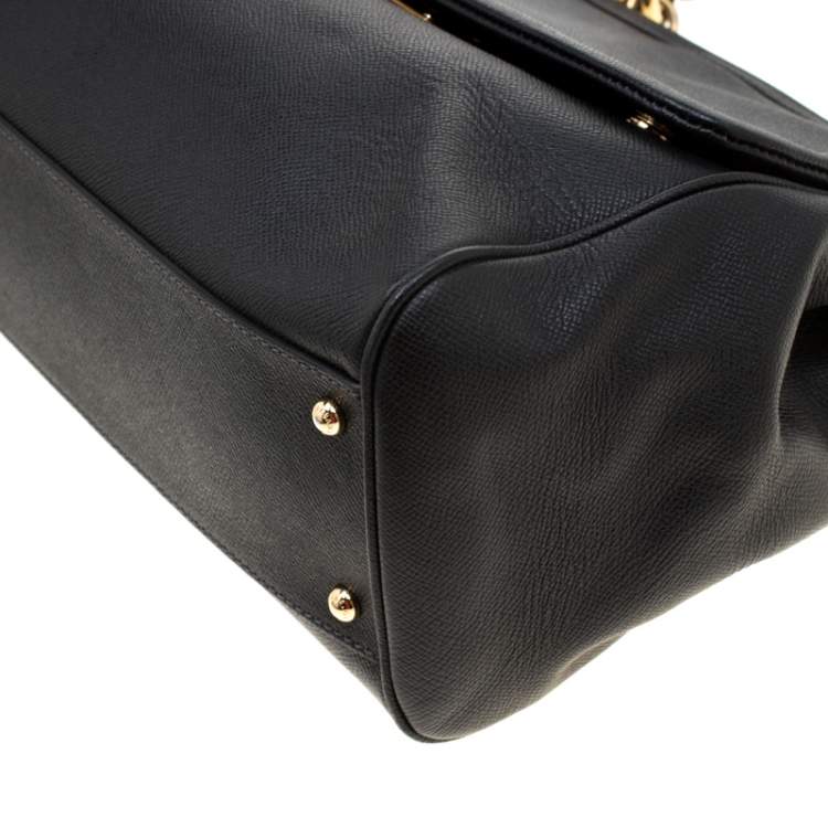 Pre Owned Dolce & Gabbana Black Leather Large Miss Sicily Tote