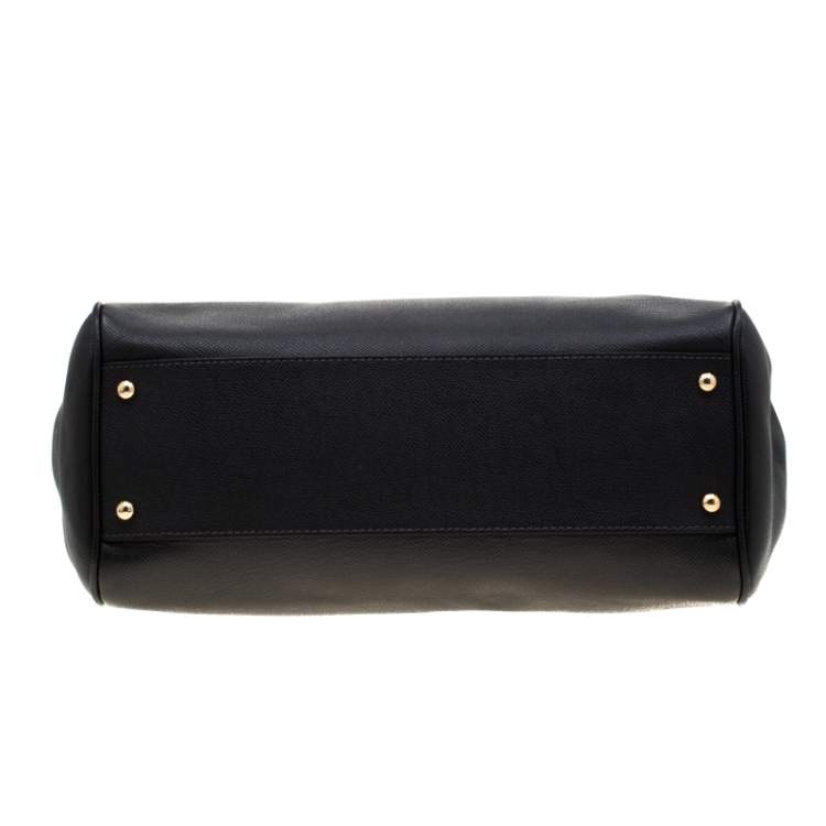 Pre Owned Dolce & Gabbana Black Leather Large Miss Sicily Tote