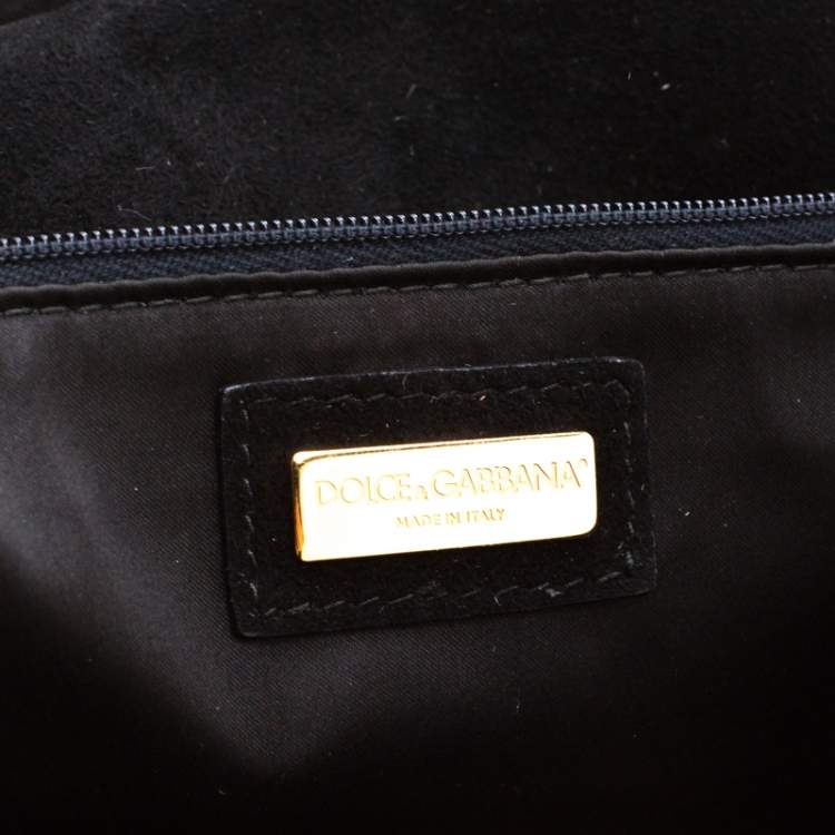 مملوكة مسبقًا Dolce & Gabbana Beige/Black Leopard Print Calfhair Large Miss Sicily Top Handle Bag 