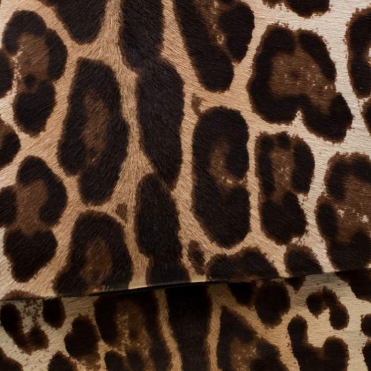 مملوكة مسبقًا Dolce & Gabbana Beige/Black Leopard Print Calfhair Large Miss Sicily Top Handle Bag 