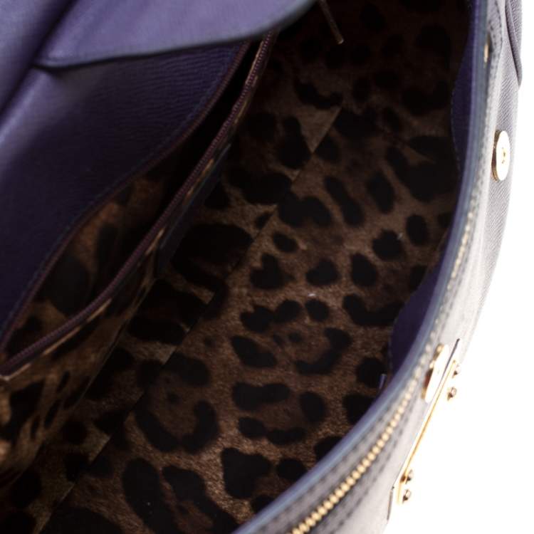 Pre Owned Dolce & Gabbana Purple Leather Large Miss Sicily Top Handle Bag