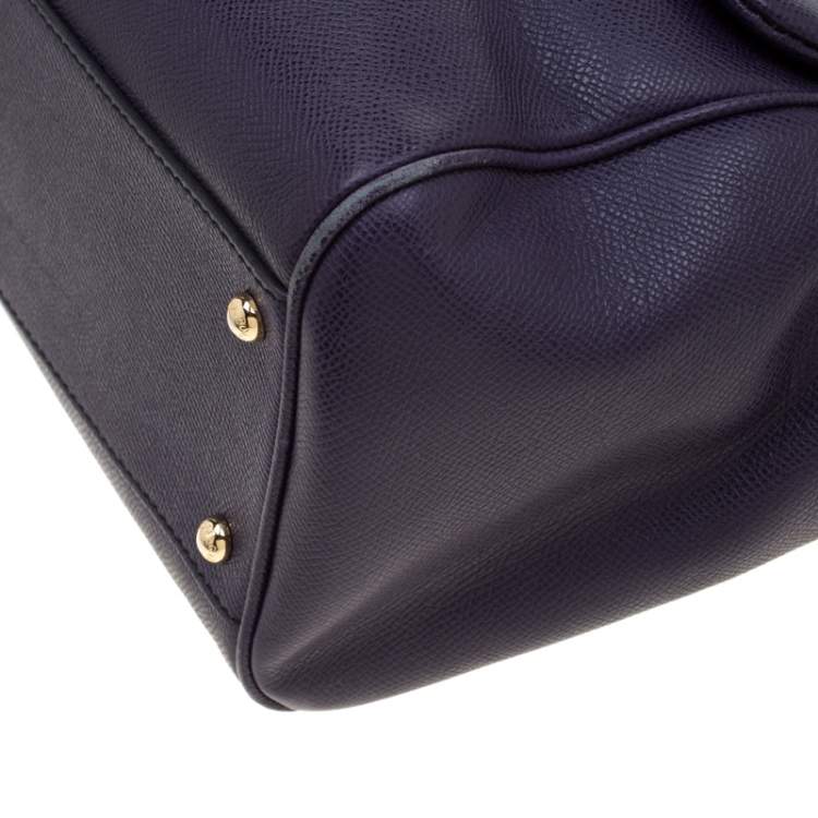 Pre Owned Dolce & Gabbana Purple Leather Large Miss Sicily Top Handle Bag