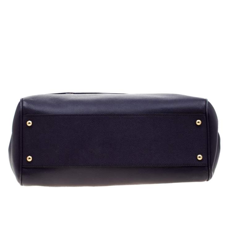 Pre Owned Dolce & Gabbana Purple Leather Large Miss Sicily Top Handle Bag