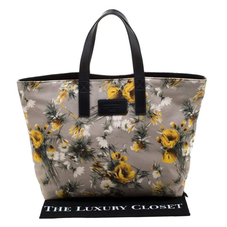 Pre Owned Dolce & Gabbana Floral Printed Canvas and Leather Tote