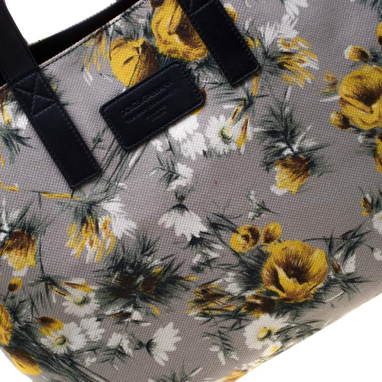 Pre Owned Dolce & Gabbana Floral Printed Canvas and Leather Tote