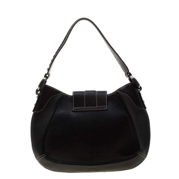 Pre Owned Dolce & Gabbana Black Leather Shoulder Bag