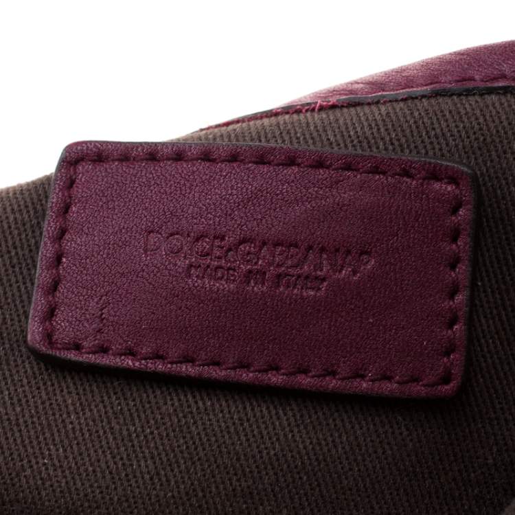 Pre Owned Dolce & Gabbana Burgundy Leather Miss Curly Bag