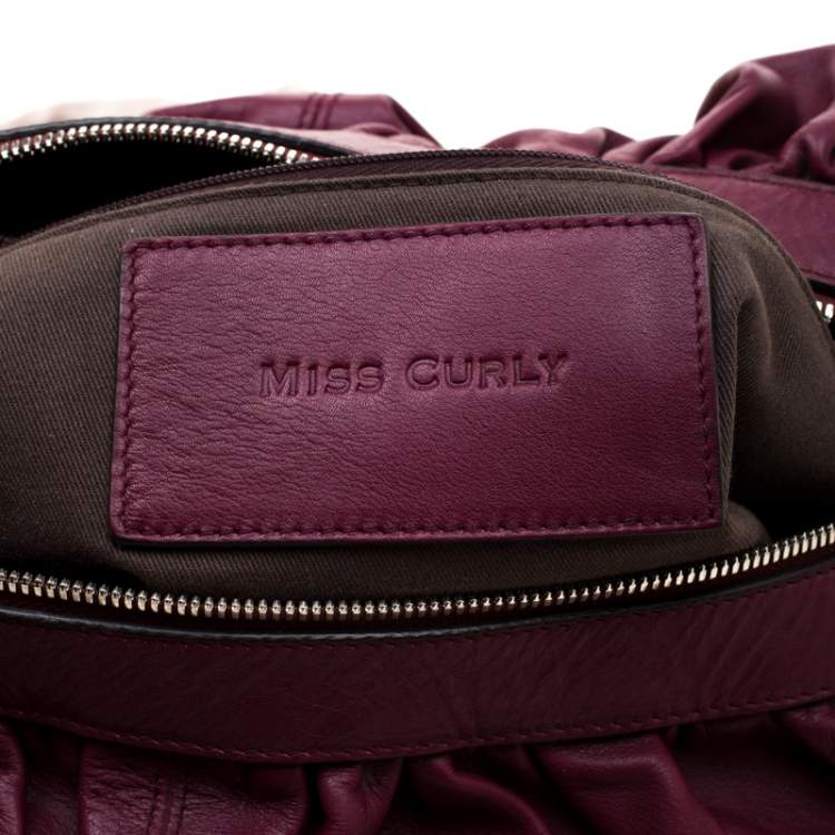 Pre Owned Dolce & Gabbana Burgundy Leather Miss Curly Bag