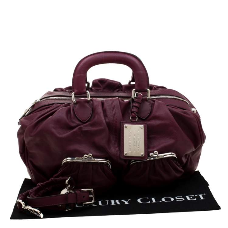 Pre Owned Dolce & Gabbana Burgundy Leather Miss Curly Bag