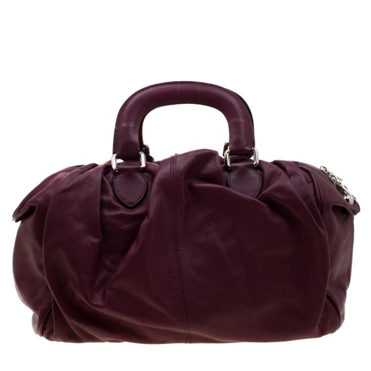 Pre Owned Dolce & Gabbana Burgundy Leather Miss Curly Bag