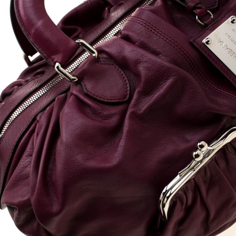 Pre Owned Dolce & Gabbana Burgundy Leather Miss Curly Bag