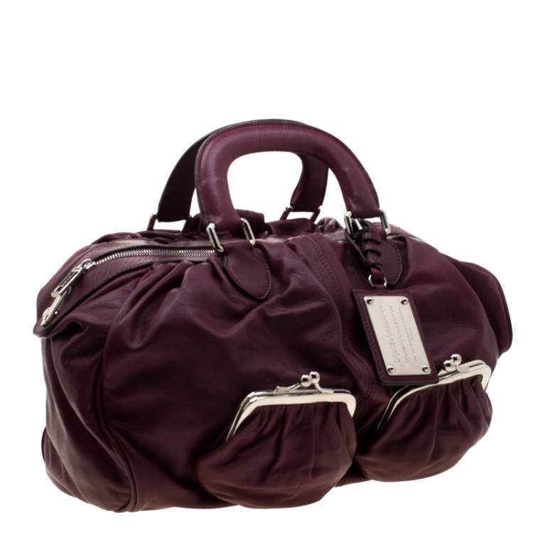 Pre Owned Dolce & Gabbana Burgundy Leather Miss Curly Bag
