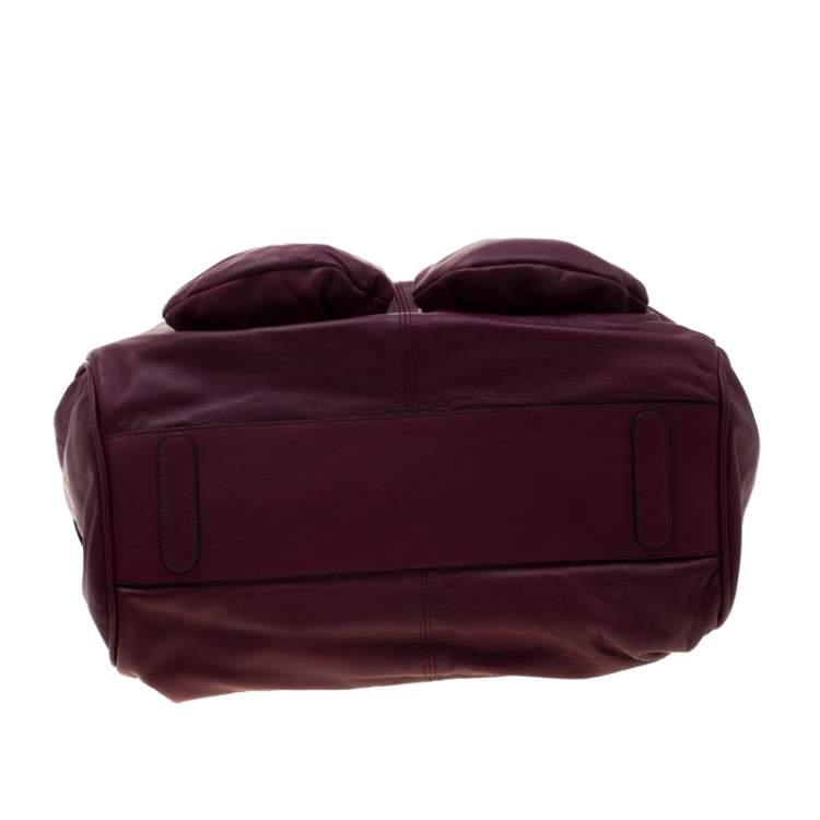 Pre Owned Dolce & Gabbana Burgundy Leather Miss Curly Bag