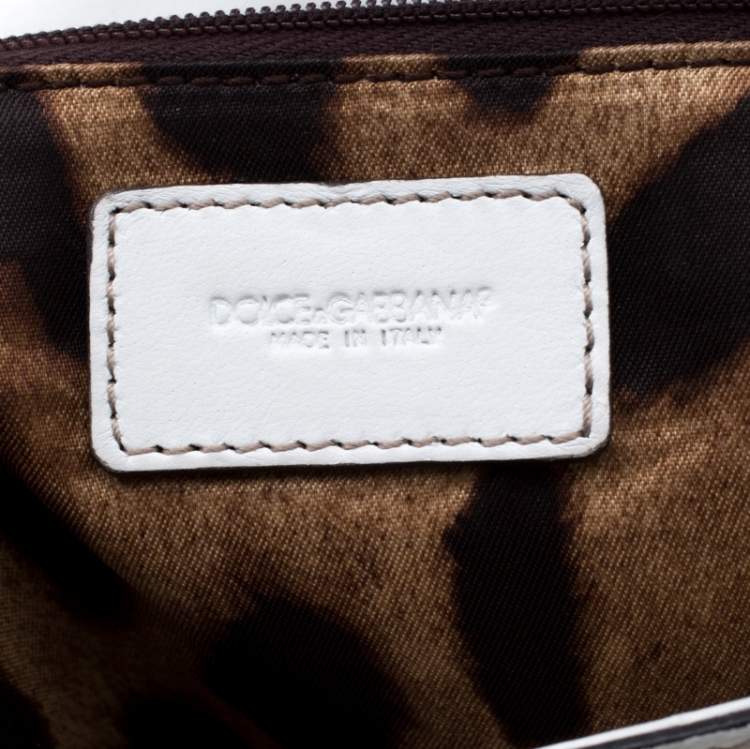 Pre Owned Dolce & Gabbana White Leather Large Miss Sicily Top Handle Bag   